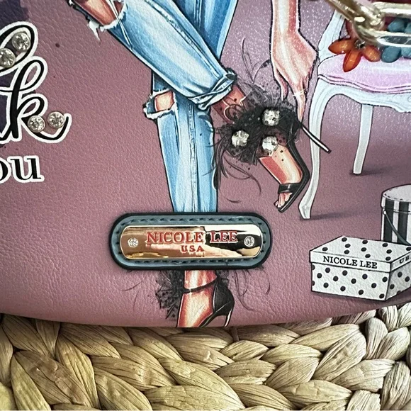 Nicole Lee Pink and Blue Shoulder Bag - Picture 6 of 8